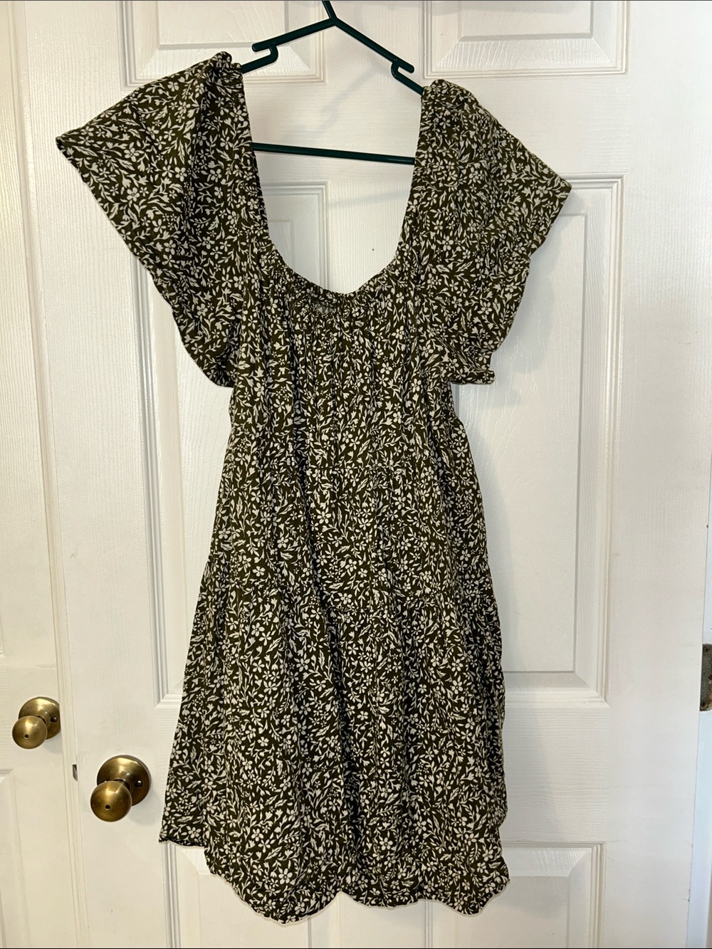 Old Navy Olive Green Floral Mini Dress